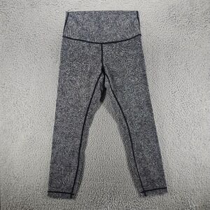 Lululemon Women High Waist Athletic Leggings Black Graphic Stretch Size‎ 8